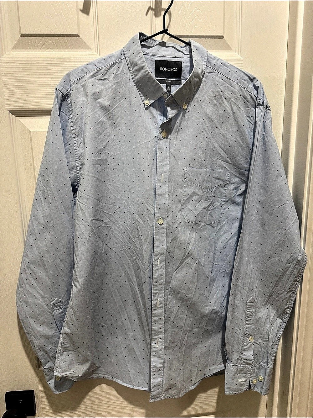 Bonobos Men's Polka Dot Button Down Size Large slim.